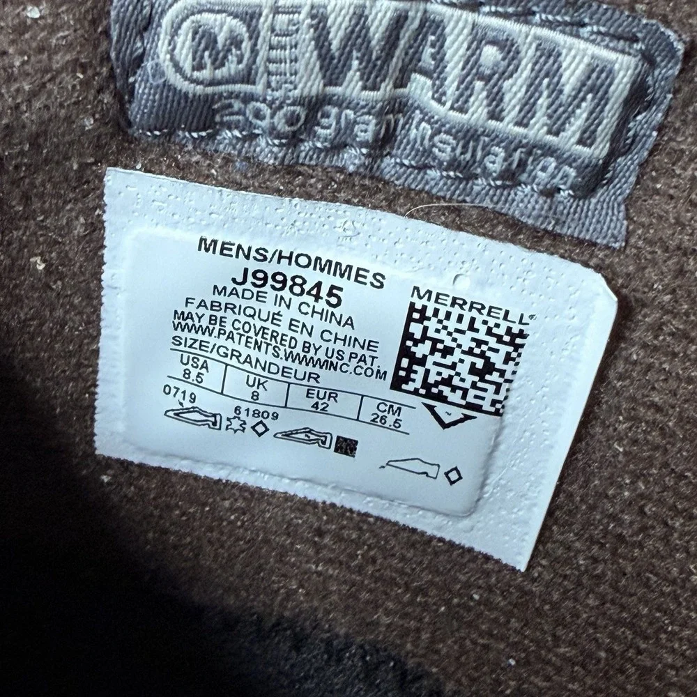 Merrell Men's Thermo Kiruna Mid Zip Waterproof Medium Insulated Sz-U.S 8.5 Brown